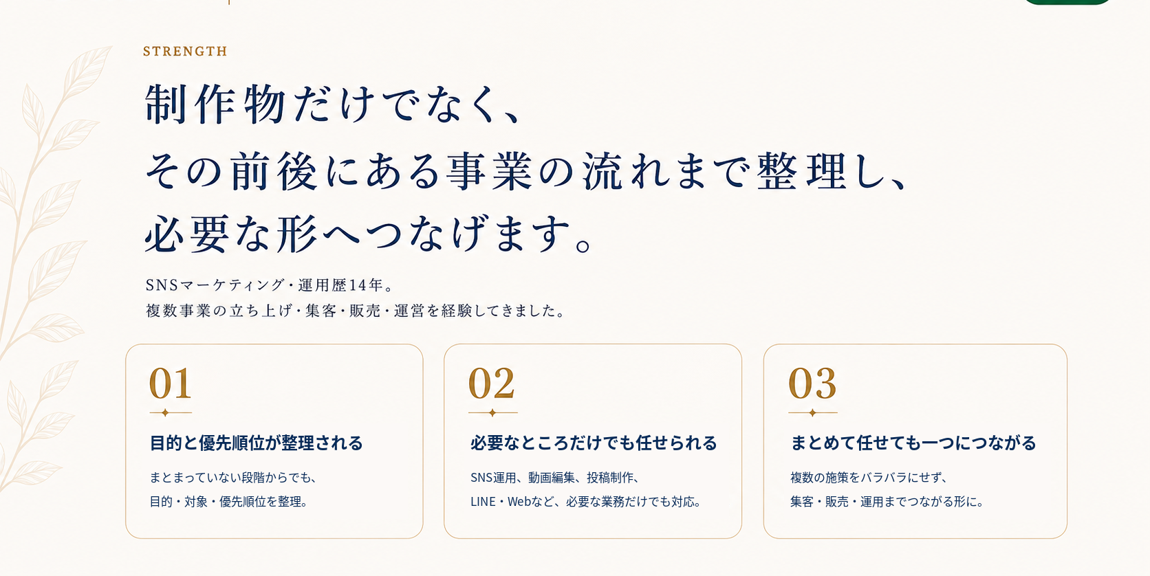 制作物だけでなく、その前後にある事業の流れまで整理し、必要な形へつなげます。